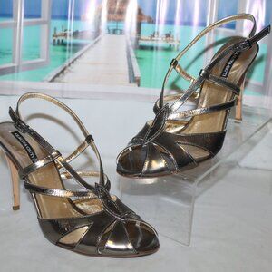 Sexy Claudia Ciuti Italy Strappy Metallic Mirror Stiletto Heels Sandals worn 1X